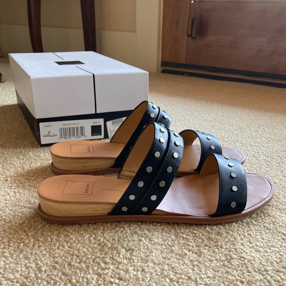 Dolce Vita NWOT Black Leather Slide Sandals Size 9 - Picture 2 of 7